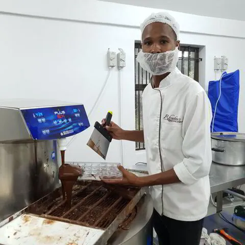 Thulani making chocolates
