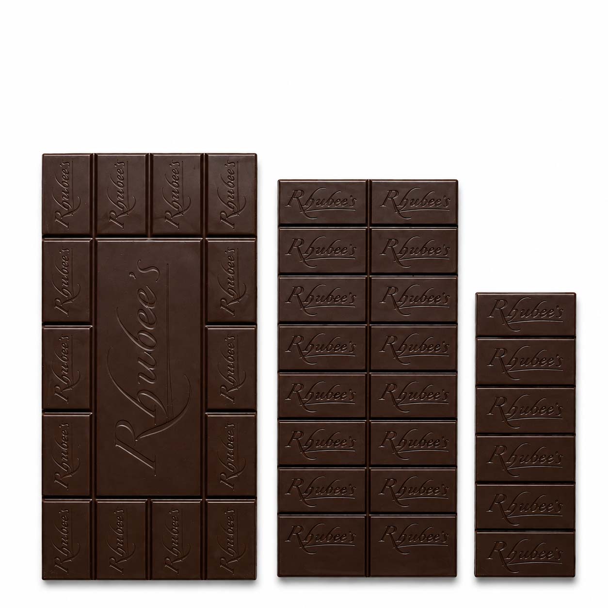 3 sizes dark chocolate bars