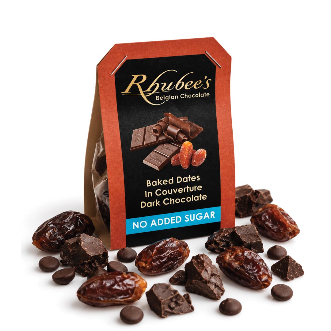 dark chocolate covered baked dates