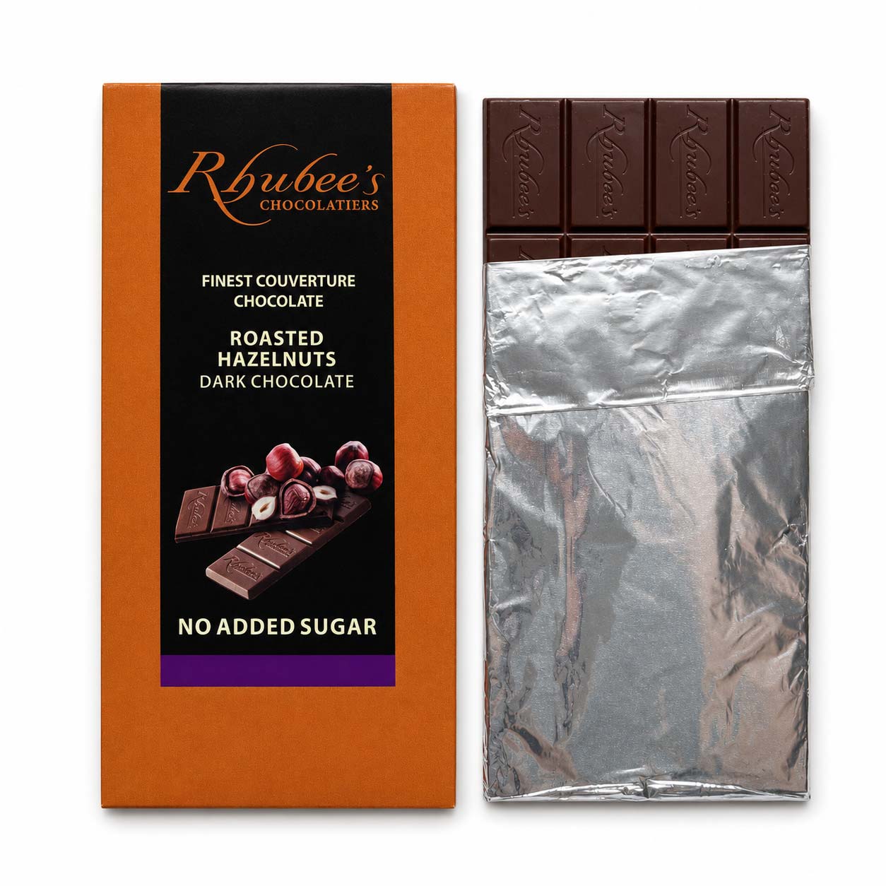 dark hazelnut bar with rolled down foil