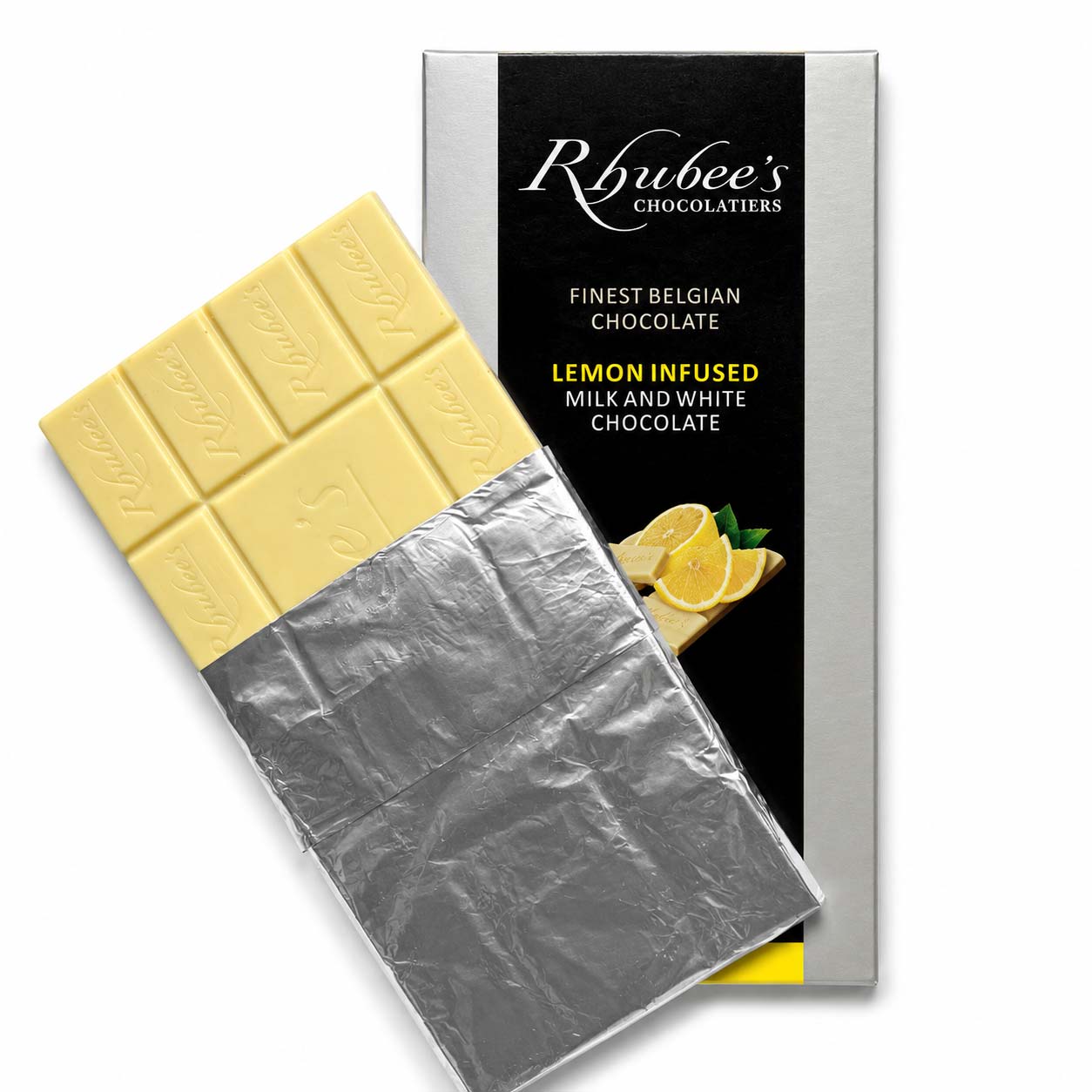 white lemon chocolate with bar angled